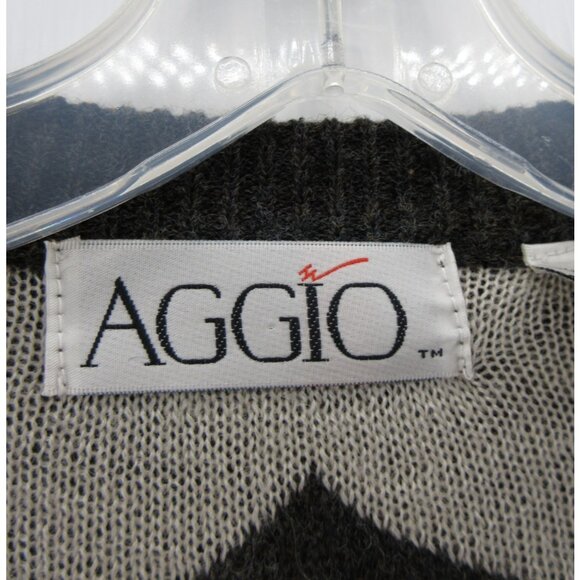 VINTAGE Sweater Large Aggio Gray Wool Cardigan Aztec Southwestern 90s* - Picture 8 of 10